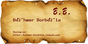 Böhmer Borbála névjegykártya